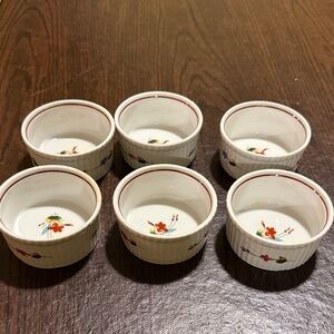 White Ceramic Floral Ramekins - Set of 6
